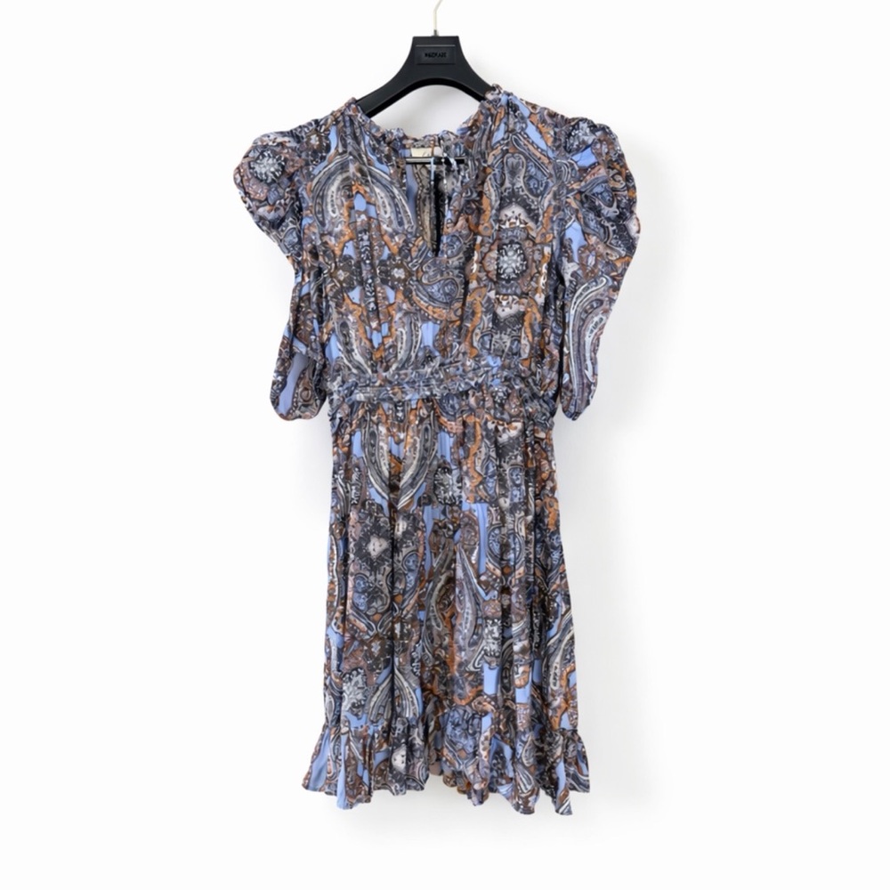 NWT Women's Elan Blue & Brown Paisley Mini Dress S